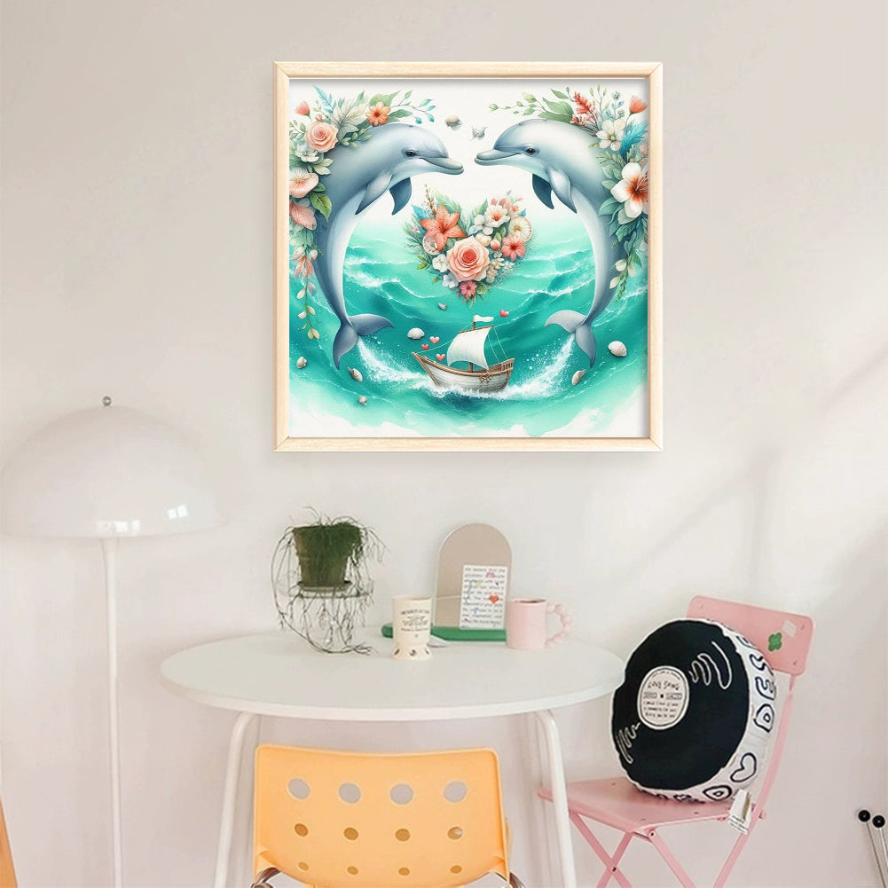 Dolphin - 11CT Stamped Cross Stitch 40*40CM