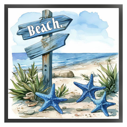 Beach Sign - 11CT Stamped Cross Stitch 40*40CM