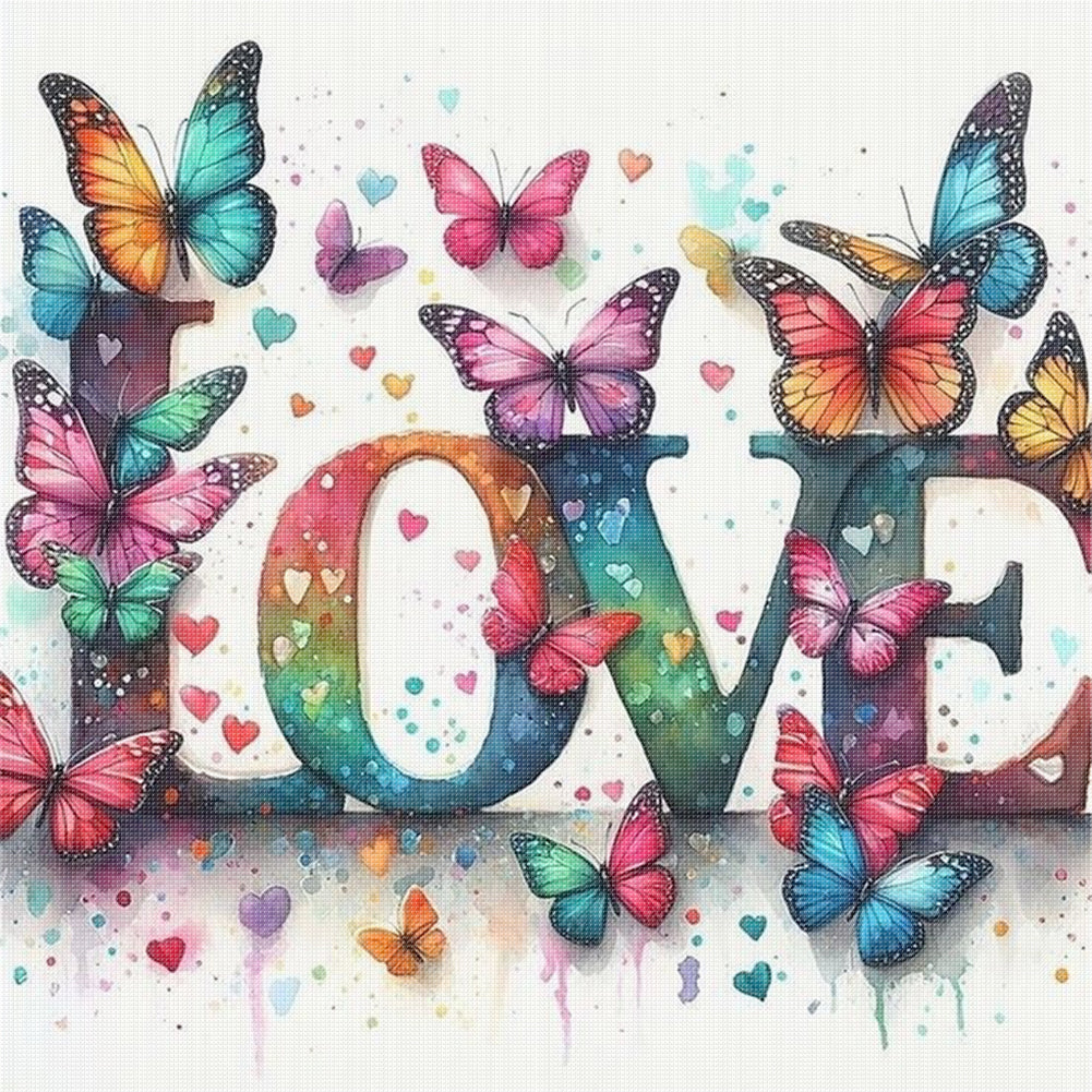 Love Butterfly - 11CT Stamped Cross Stitch 40*40CM