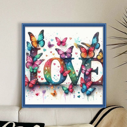 Love Butterfly - 11CT Stamped Cross Stitch 40*40CM