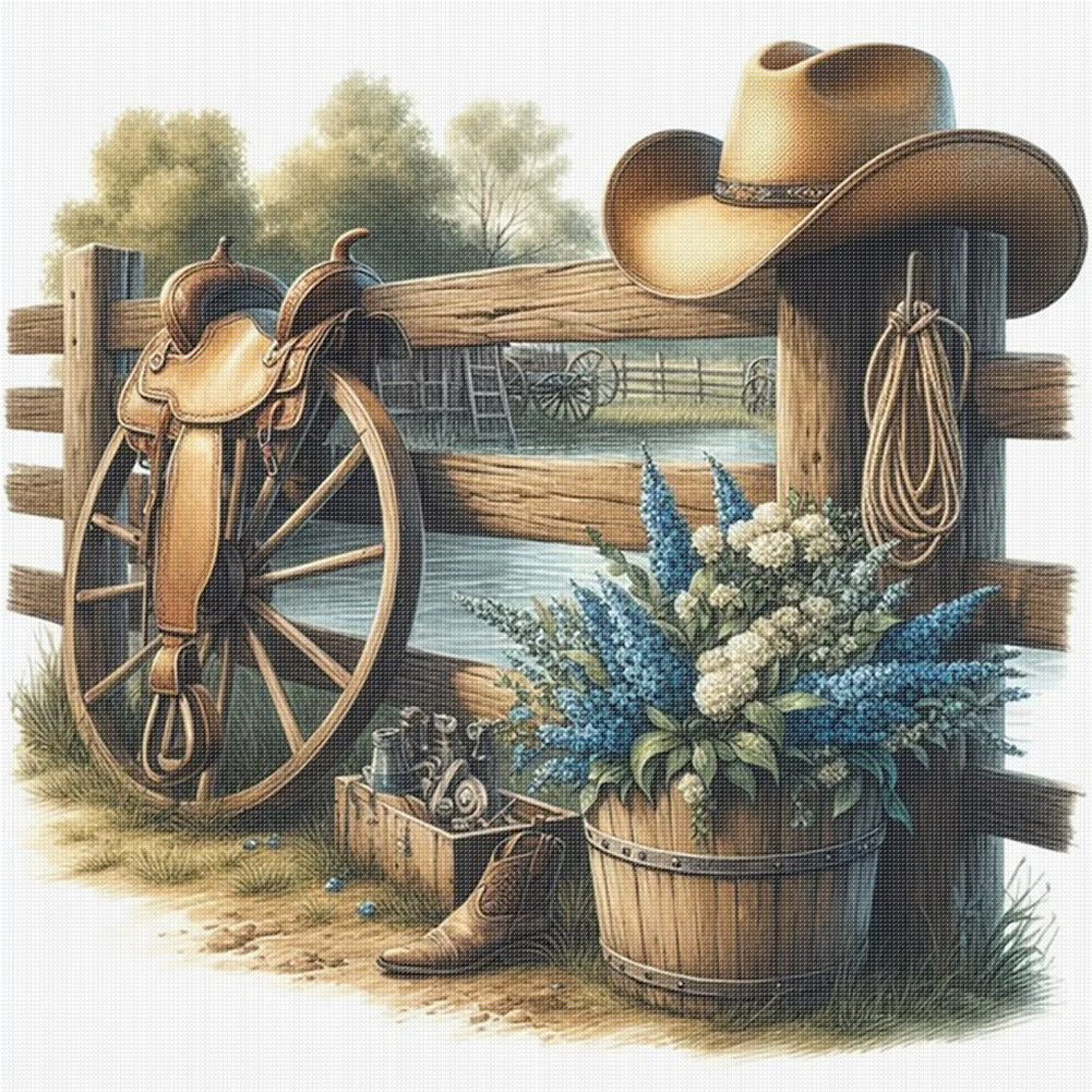Western Cowboy Style - 11CT Stamped Cross Stitch 40*40CM