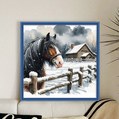 Winter Horse - 11CT Stamped Cross Stitch 40*40CM