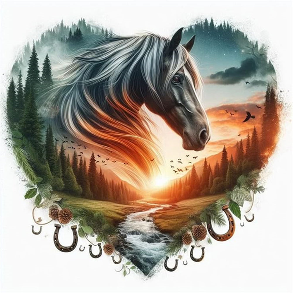 Love Horse - 11CT Stamped Cross Stitch 40*40CM