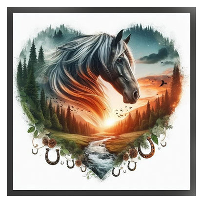 Love Horse - 11CT Stamped Cross Stitch 40*40CM