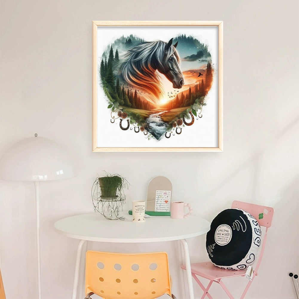 Love Horse - 11CT Stamped Cross Stitch 40*40CM