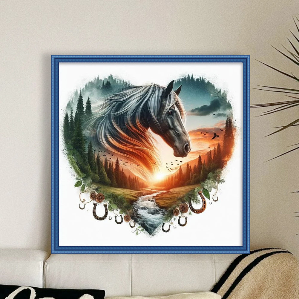 Love Horse - 11CT Stamped Cross Stitch 40*40CM