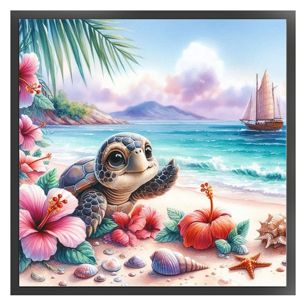 Beach Turtle - 11CT Stamped Cross Stitch 40*40CM