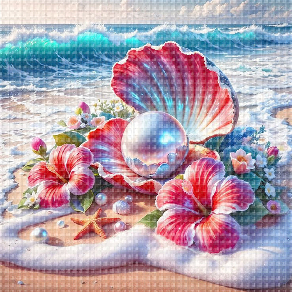 Beach Shell - 11CT Stamped Cross Stitch 40*40CM