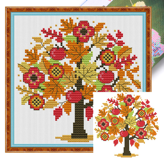 Four Seasons Tree - Autumn - 14CT Stamped Cross Stitch 18*18CM(Joy Sunday)