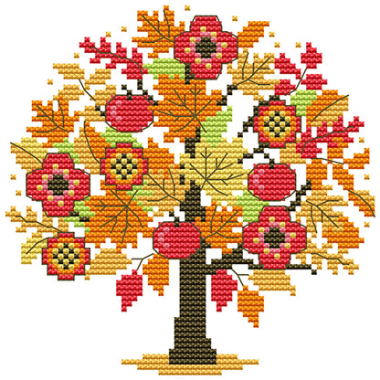 Four Seasons Tree - Autumn - 14CT Stamped Cross Stitch 18*18CM(Joy Sunday)