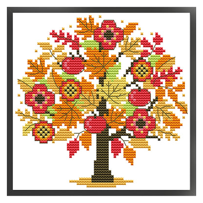Four Seasons Tree - Autumn - 14CT Stamped Cross Stitch 18*18CM(Joy Sunday)