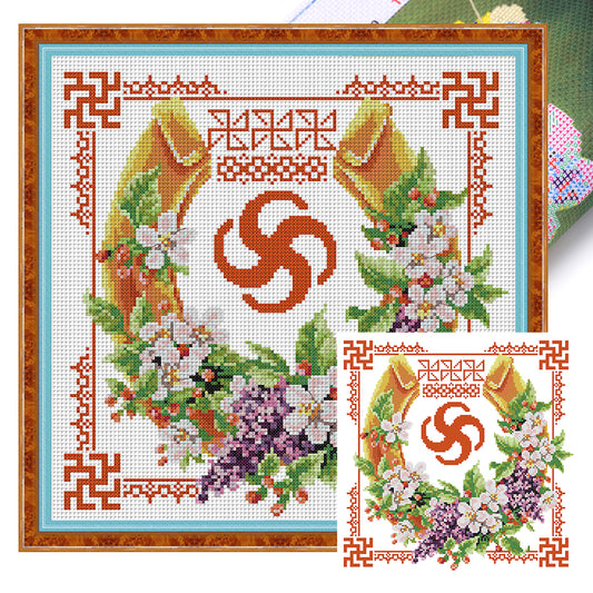 Double Happiness Series - Wealth And Prosperity - 14CT Stamped Cross Stitch 34*34CM(Joy Sunday)