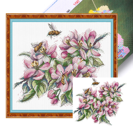 Magnolia And Bee - 14CT Stamped Cross Stitch 30*26CM(Joy Sunday)