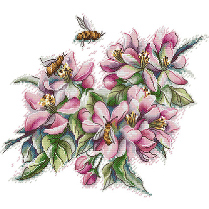 Magnolia And Bee - 14CT Stamped Cross Stitch 30*26CM(Joy Sunday)