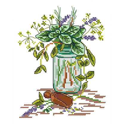 Provence Fragrance Leaves - 14CT Stamped Cross Stitch 20*26CM(Joy Sunday)
