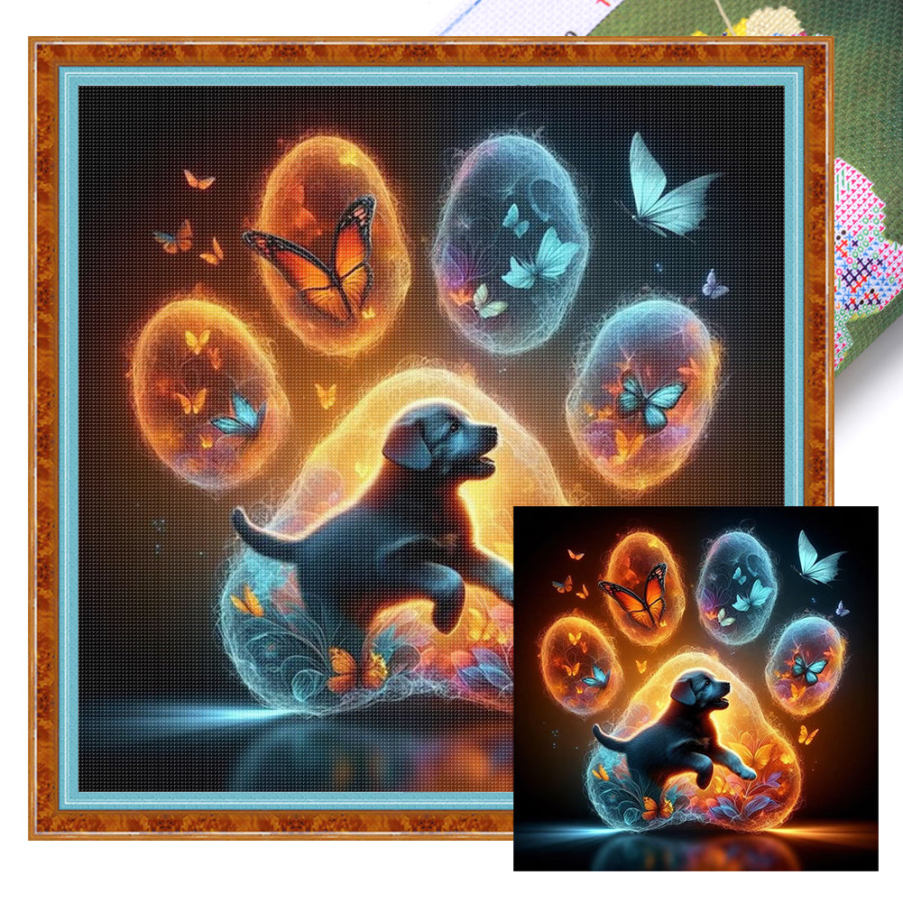 Paw Puppy - 11CT Stamped Cross Stitch 40X40CM