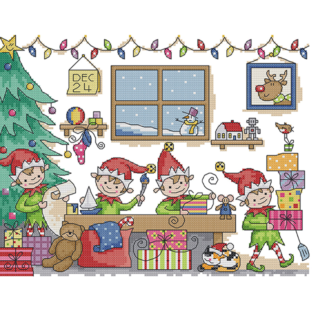 Playing Toys Together - 14CT Stamped Cross Stitch 33*27CM(Joy Sunday)
