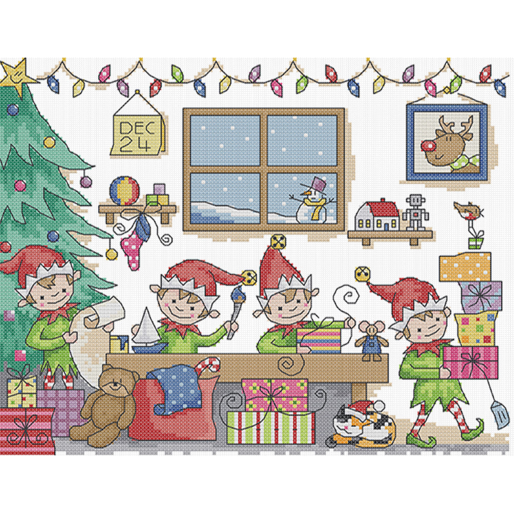 Playing Toys Together - 14CT Stamped Cross Stitch 33*27CM(Joy Sunday)