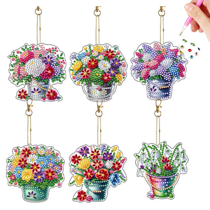 6Pcs Double Sided Diamond Painting Keychains Kit Diamond Art Set Handmade Crafts