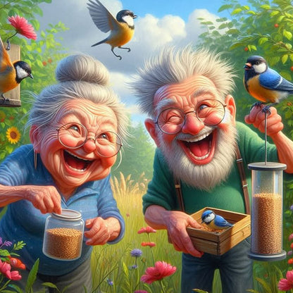 Funny Old Couple - Full Round Drill Diamond Painting 40*40CM