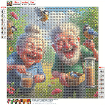 Funny Old Couple - Full Round Drill Diamond Painting 40*40CM