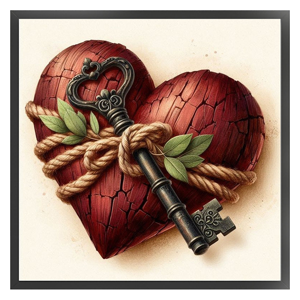 Heart Key - Stamped Cross Stitch 20*20CM