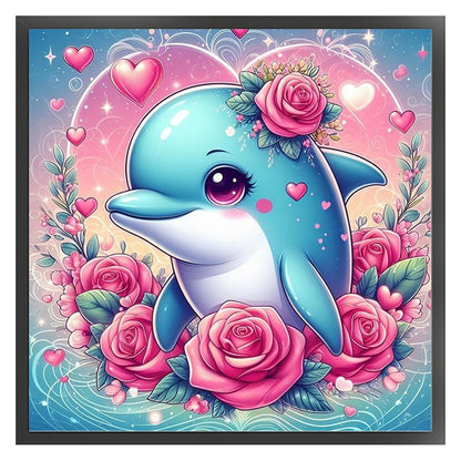 Dolphin - Stamped Cross Stitch 25*25CM