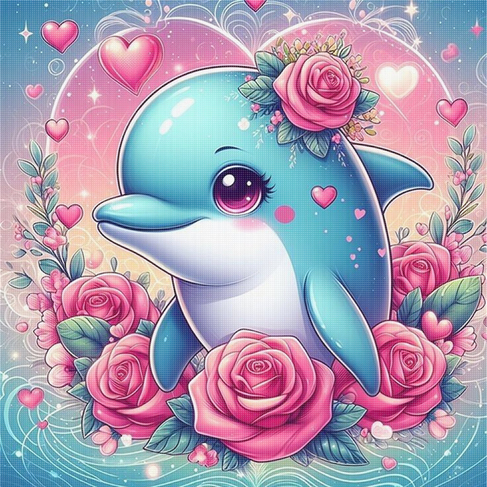 Dolphin - Stamped Cross Stitch 25*25CM
