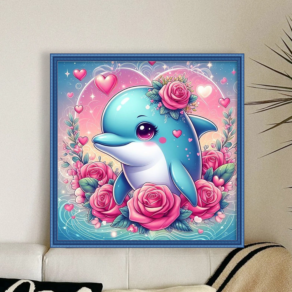 Dolphin - Stamped Cross Stitch 25*25CM