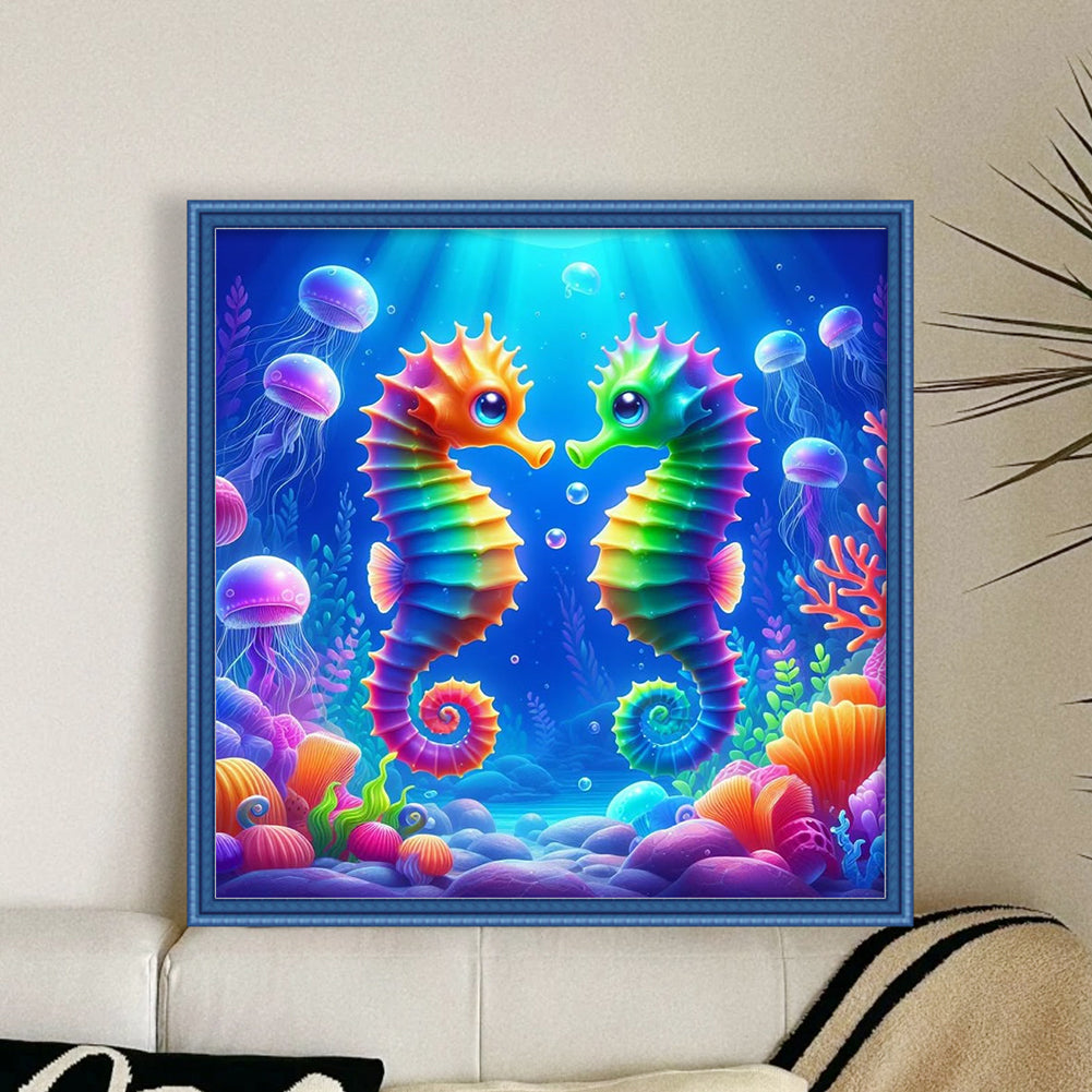 Seahorse - Stamped Cross Stitch 25*25CM