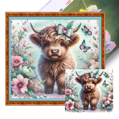 Flower Yak - 11CT Stamped Cross Stitch 50*45CM