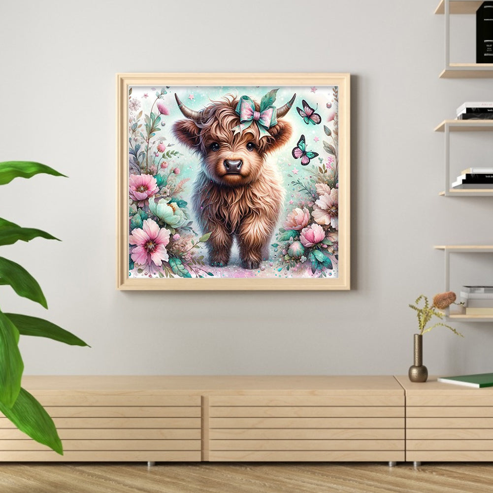 Flower Yak - 11CT Stamped Cross Stitch 50*45CM