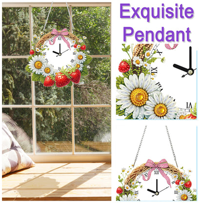2D Flat DIY Rhinestone Diamond Art Clock Wall Pendants Diamond Clock Art Pendant