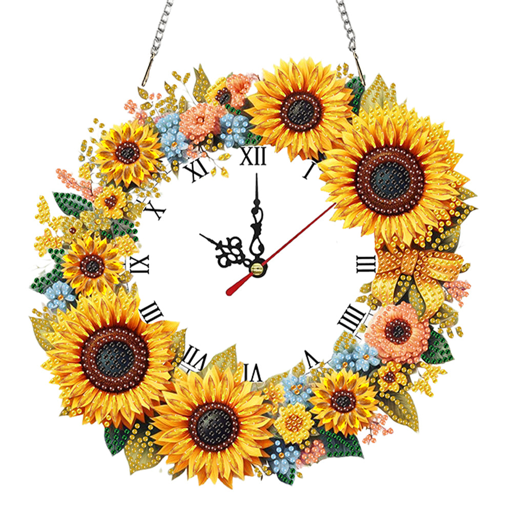 2D Flat DIY Rhinestone Diamond Art Clock Wall Pendants Diamond Clock Art Pendant