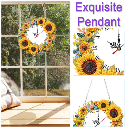 2D Flat DIY Rhinestone Diamond Art Clock Wall Pendants Diamond Clock Art Pendant