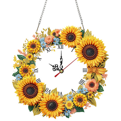 2D Flat DIY Rhinestone Diamond Art Clock Wall Pendants Diamond Clock Art Pendant