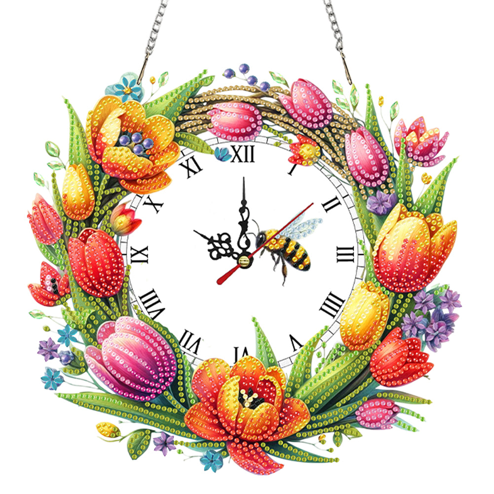 2D Flat DIY Rhinestone Diamond Art Clock Wall Pendants Diamond Clock Art Pendant