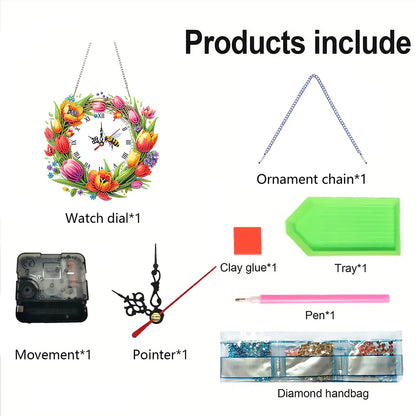 2D Flat DIY Rhinestone Diamond Art Clock Wall Pendants Diamond Clock Art Pendant