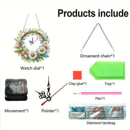 2D Flat DIY Rhinestone Diamond Art Clock Wall Pendants Diamond Clock Art Pendant
