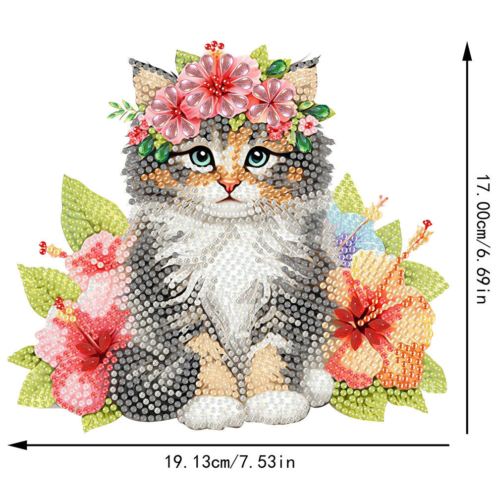 2D Flat Print Cat DIY Shaking Head Desktop Diamond Art Kits for Adults Beginner