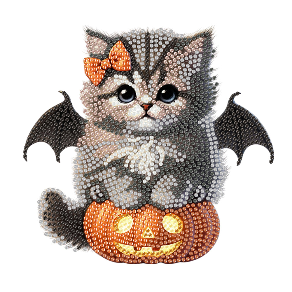 2D Flat Print Cat DIY Shaking Head Desktop Diamond Art Kits for Adults Beginner