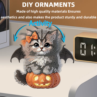 2D Flat Print Cat DIY Shaking Head Desktop Diamond Art Kits for Adults Beginner