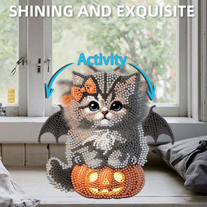 2D Flat Print Cat DIY Shaking Head Desktop Diamond Art Kits for Adults Beginner