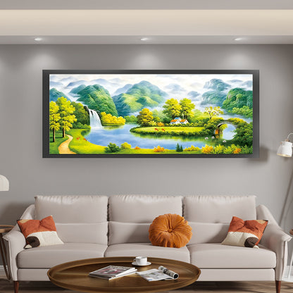 Mountain Stream - 11CT Stamped Cross Stitch 150*66CM(Mona Lisa Brand Silk)