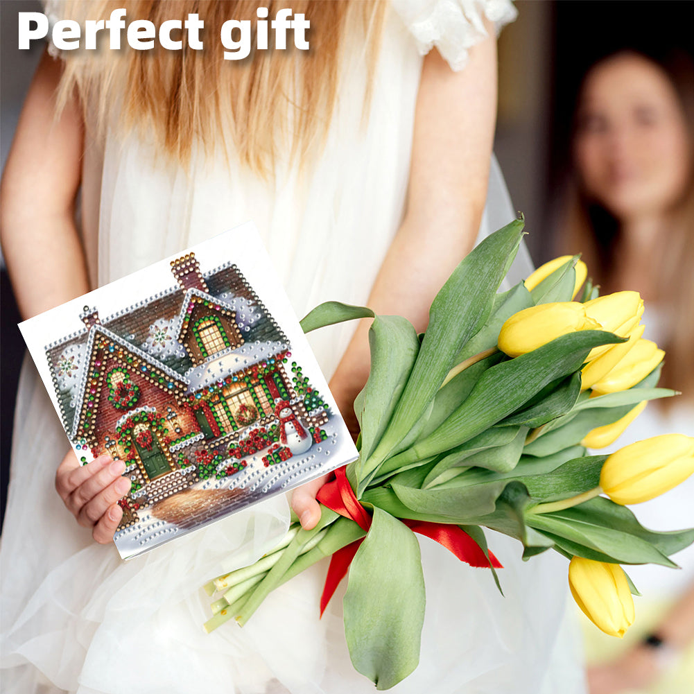 6PCS DIY Diamond Art Greeting Cards Xmas Designs Congratulations Thank You Cards