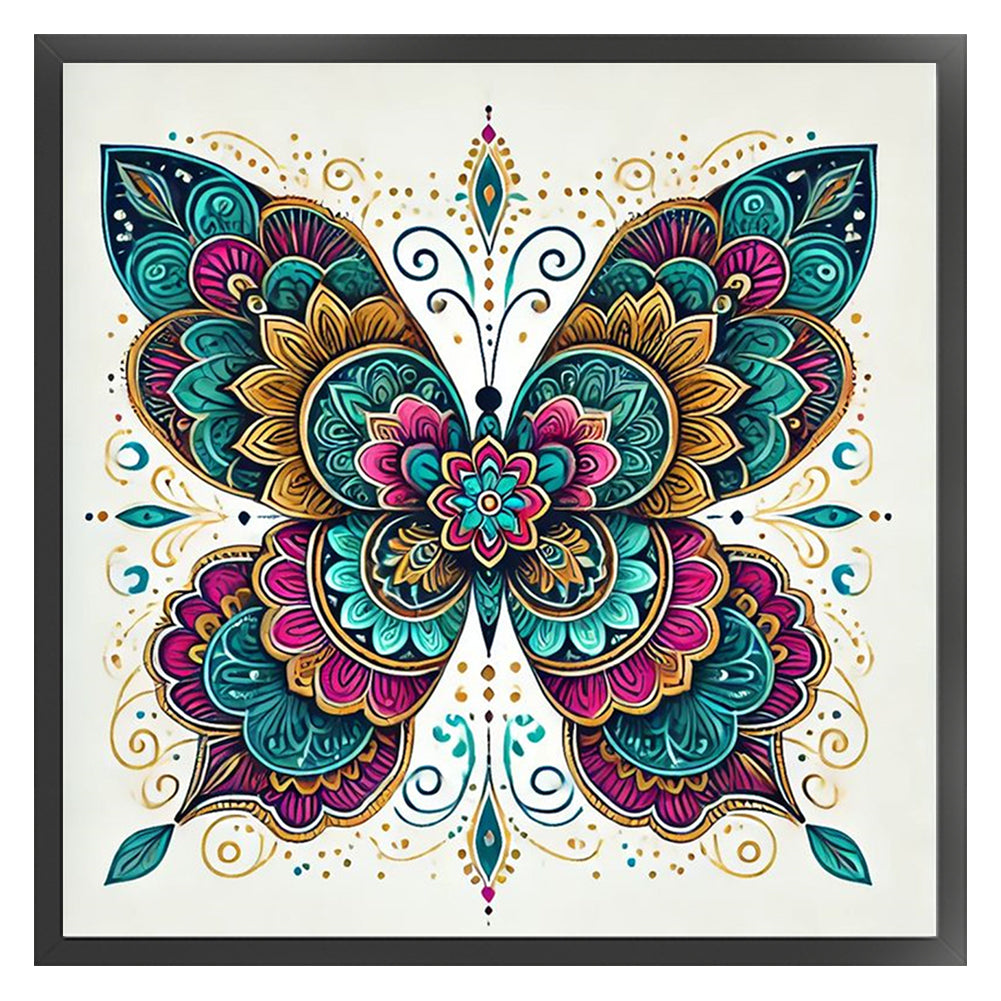 Butterfly With Mandala Pattern - 11CT Stamped Cross Stitch 50*50CM
