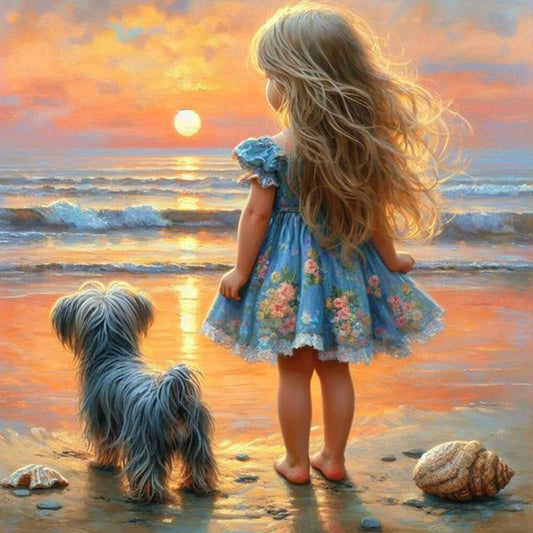 Beach Girl - Full Round Drill Diamond Painting 40*40CM