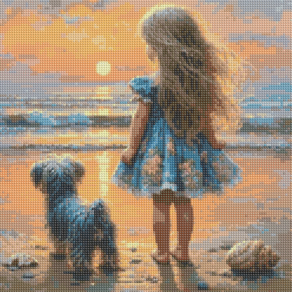 Beach Girl - Full Round Drill Diamond Painting 40*40CM