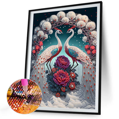 Flower Peacock - Special Shaped Drill Diamond Painting 30*40CM