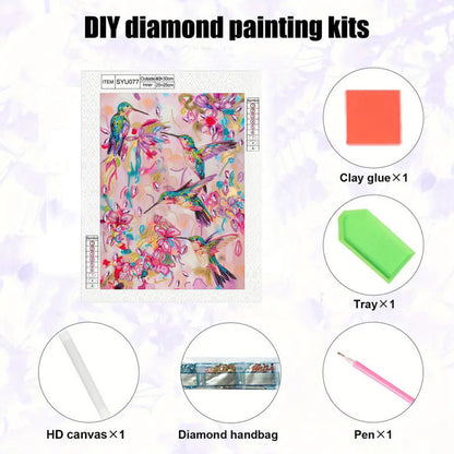 Hummingbird With Flowers - Special Shaped Drill Diamond Painting 30*40CM